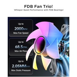 AsiaHorse COSMIQ 120mm PC RGB Fans Computer Case Fans, 5V 3-PIN Connector Daisy Chain PWM Cooling Fans with Controller for Cases CPU Liquid Coolers (Black COSMIQ Forward Fan, Black-3)